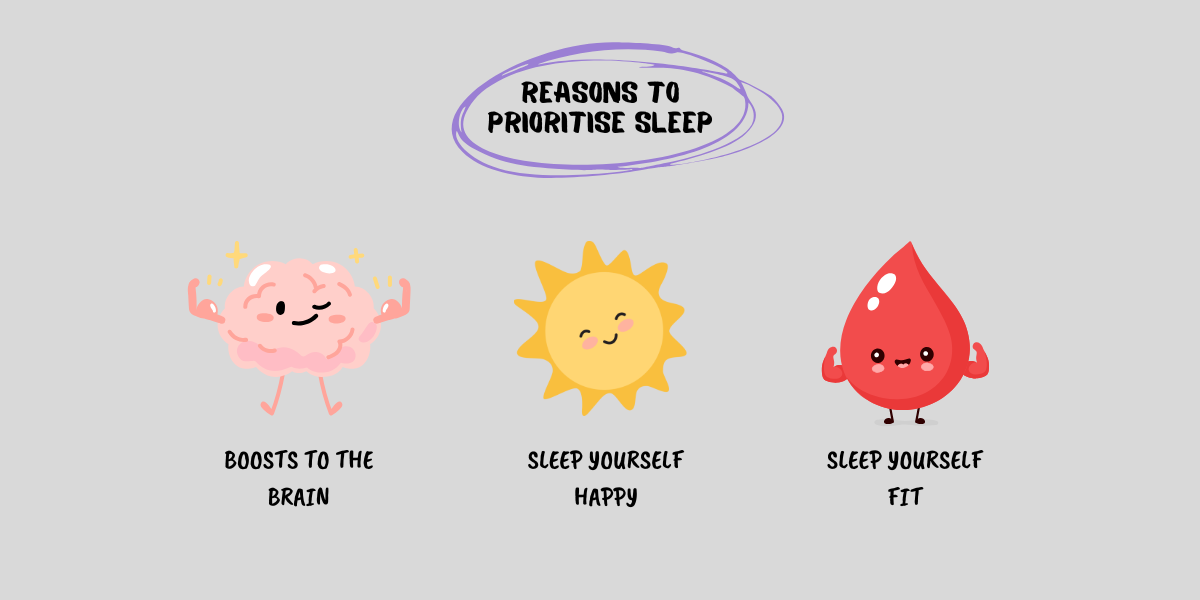 Infogram listing the 3 reasons to prioritise sleep